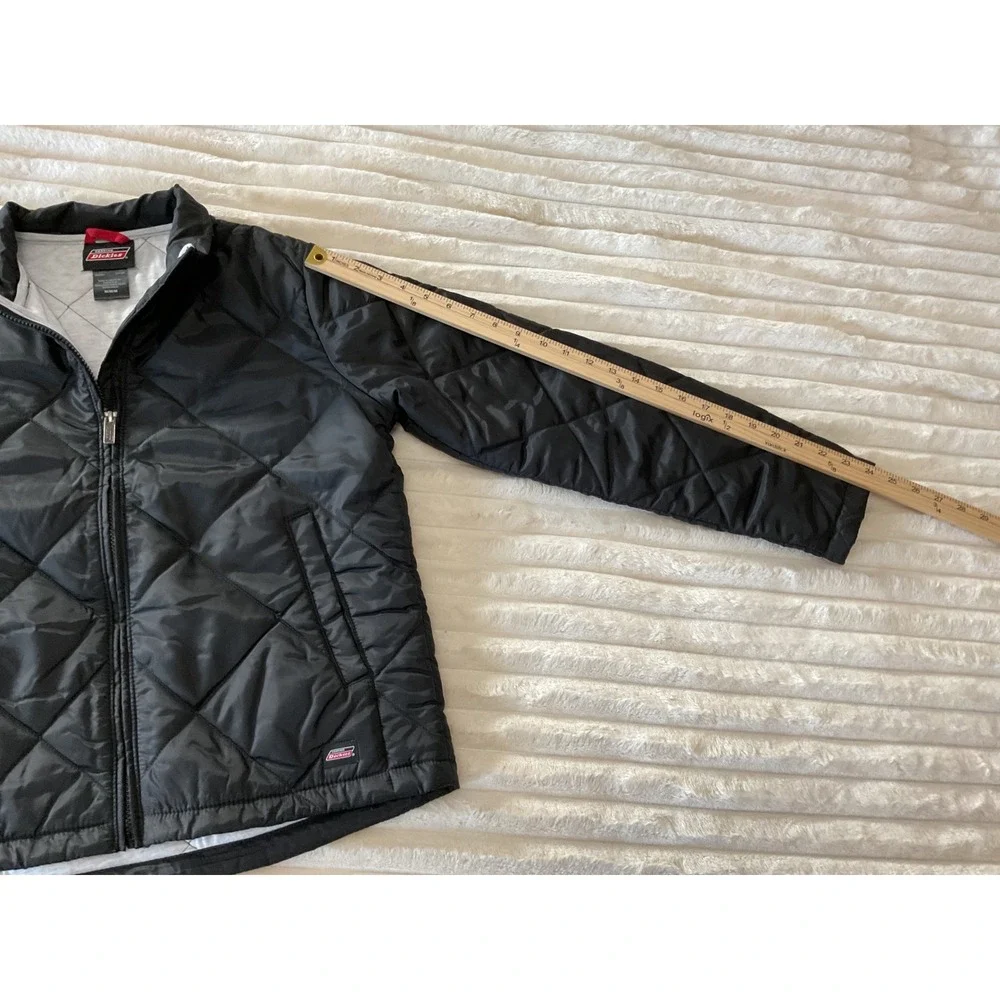 Genuine Dickies Womens Black Quilted Diamond Snap Front Jacket M Water Resistant